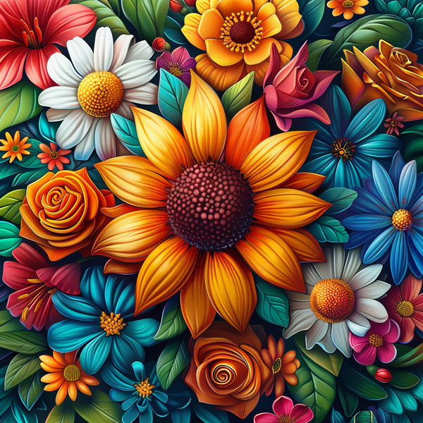 Алмазная мозаика 25x25 - Квіти