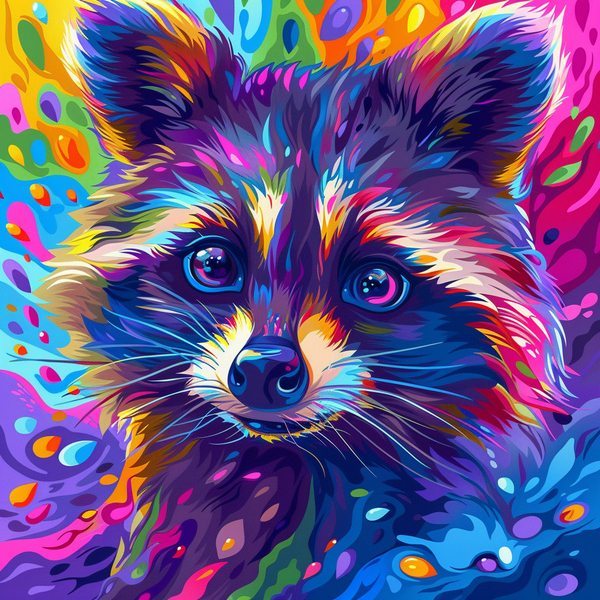 Алмазная мозаика 25x25 - Кольоровий єнот