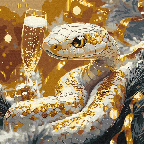 Картина по номерам Картины 40x40 - Свято під знаком Змії з фарбами металік