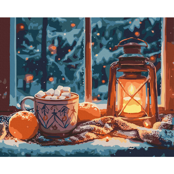 Картина по номерам Затишок, зима, Новий рік, Різдво - Затишний вечір