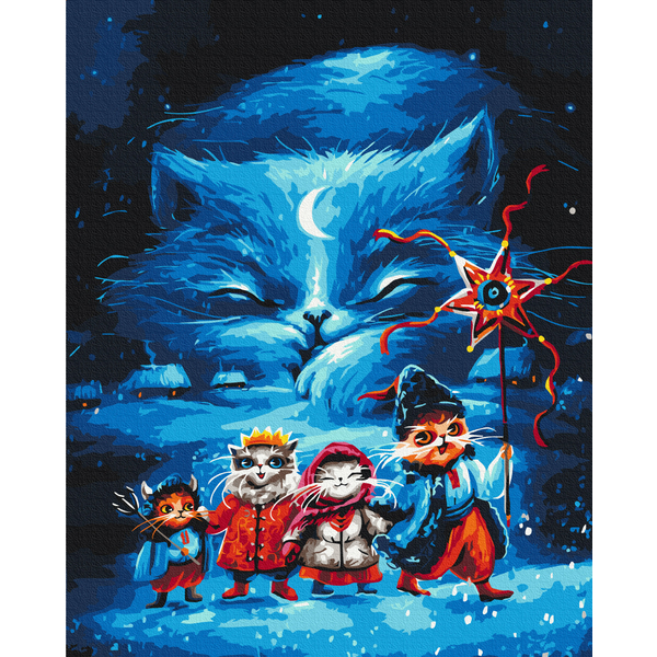 Картина по номерам Авторські колекції - Рождественский вертеп котиков © Марианна Пащук