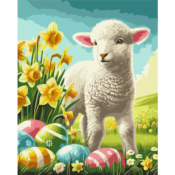 Картина по номерам Тварини, птахи та риби - Весняні квіти та пасхальні яйця