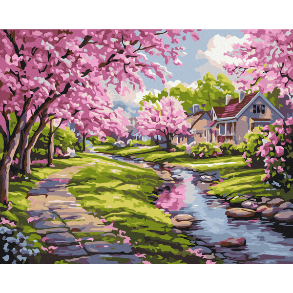 Картина по номерам Природа - Сакура возле дома