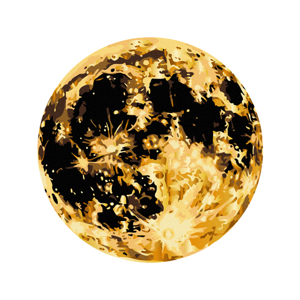 На чорному полотні - Золотая полная луна (Размер L)