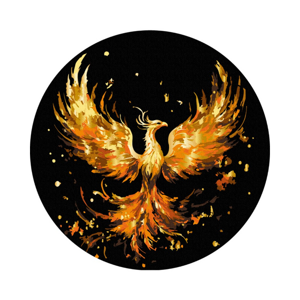 На чорному полотні - Огненный феникс (Размер L)