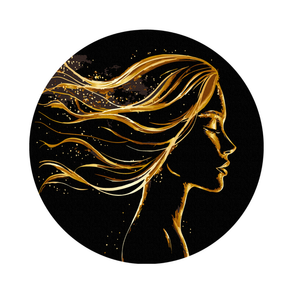 На чорному полотні - Золотий жіночий образ (Розмір M)