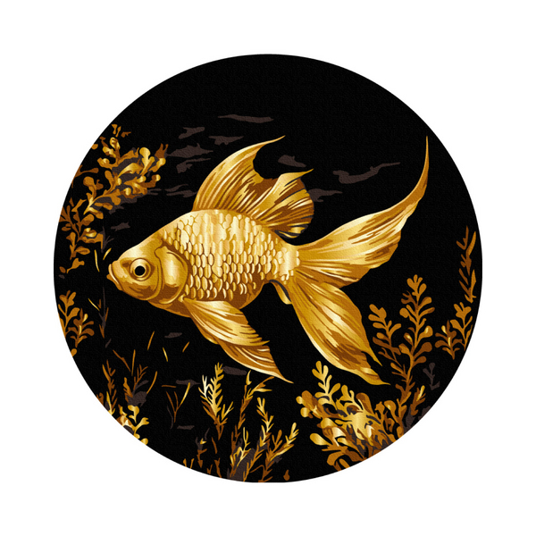 На чорному полотні - Золота рибка (Розмір M)