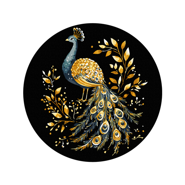 На чорному полотні - Павич (Розмір M)