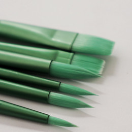 Набор профессиональных нейлоновых кисточек 6 шт Премиум (зеленые)