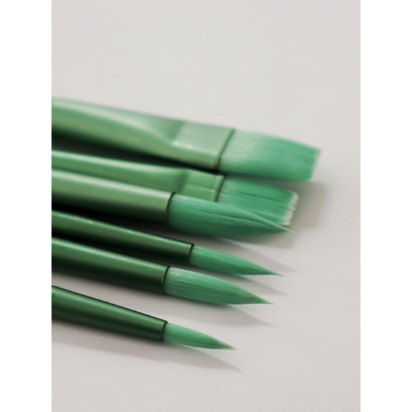 Пензлі для малювання (281) - Набор профессиональных нейлоновых кисточек 6 шт Премиум (зеленые)