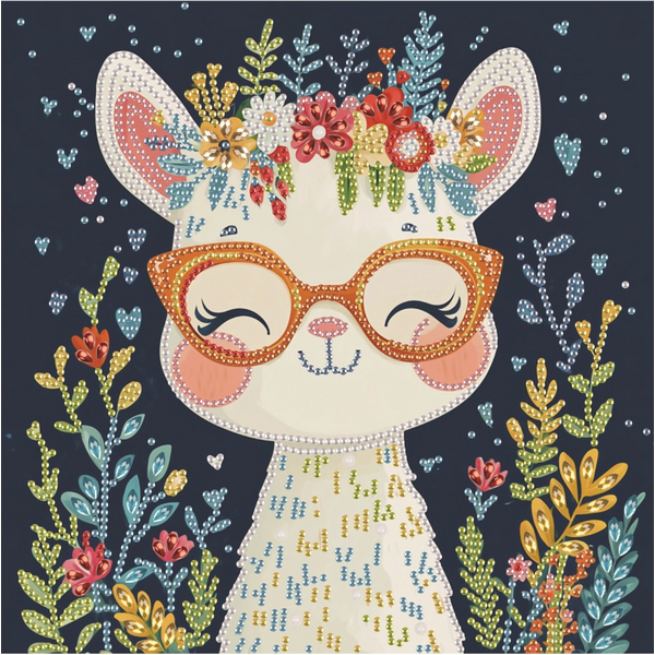 Алмазная мозаика BLACK 25x25 - Лама в квітах