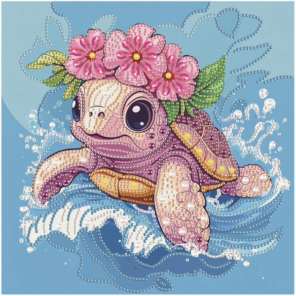 Алмазная мозаика BLACK 25x25 - Черепаха в веночке