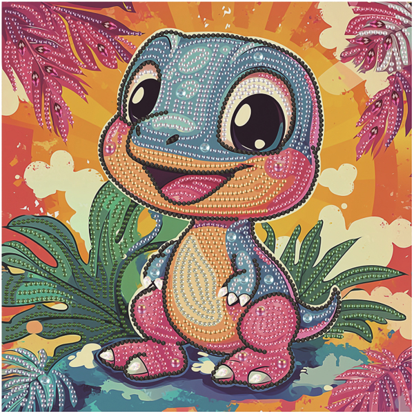 Алмазная мозаика BLACK 25x25 - Динозаврик