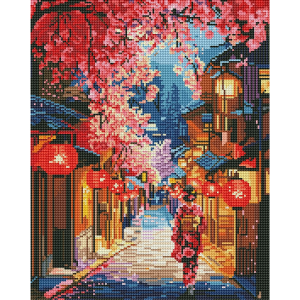 Алмазна мозаїка BLACK 40х50 - Улица в сакуре