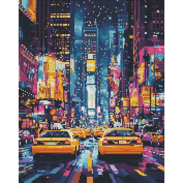 Алмазна мозаїка BLACK 40х50 - Таксі нічного Нью-Йорка