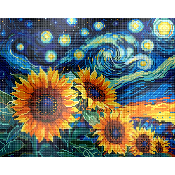Алмазна мозаїка BLACK 40х50 - Подсолнух в стиле Ван Гога