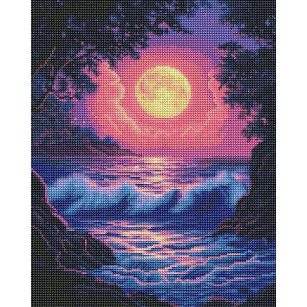 Алмазна мозаїка BLACK 40х50 - Прибой в лунном свете