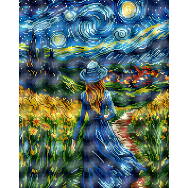 Алмазна мозаїка BLACK 40х50 - Девушка в звездную ночь