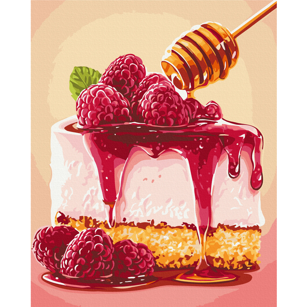 Картина по номерам Натюрморти - Малиновий чізкейк