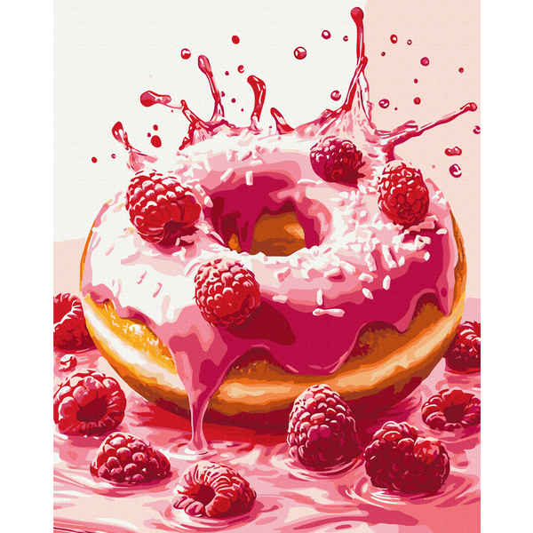 Картина по номерам Натюрморти - Малиновий донат