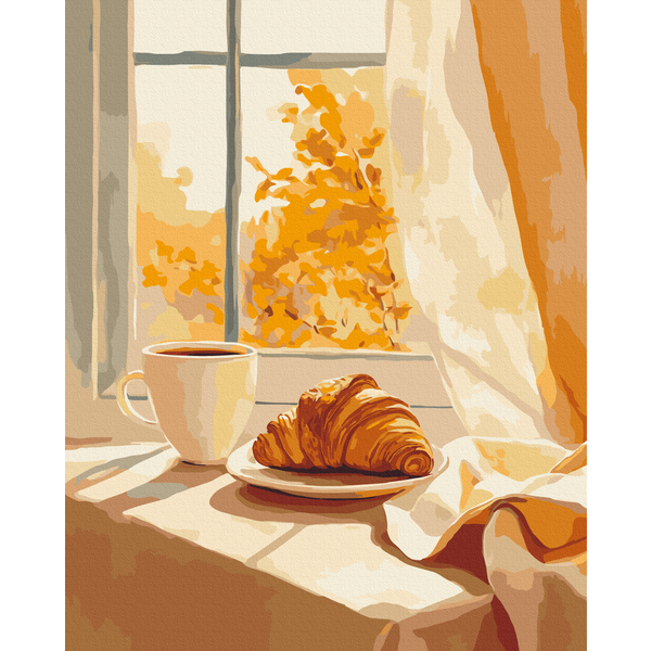 Картина по номерам Натюрморти - Круассан и кофе