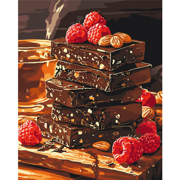 Картина по номерам Натюрморти - Шоколад с орешками и фруктами