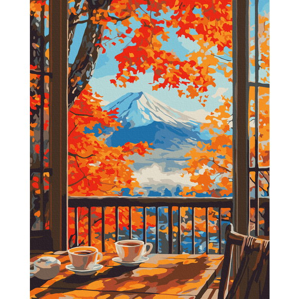 Картина по номерам Пейзажі - Autumn morning with a view of the mountains