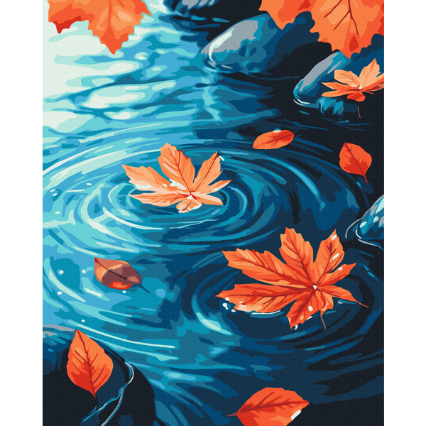 Картина по номерам Природа - Золоті листочки на воді