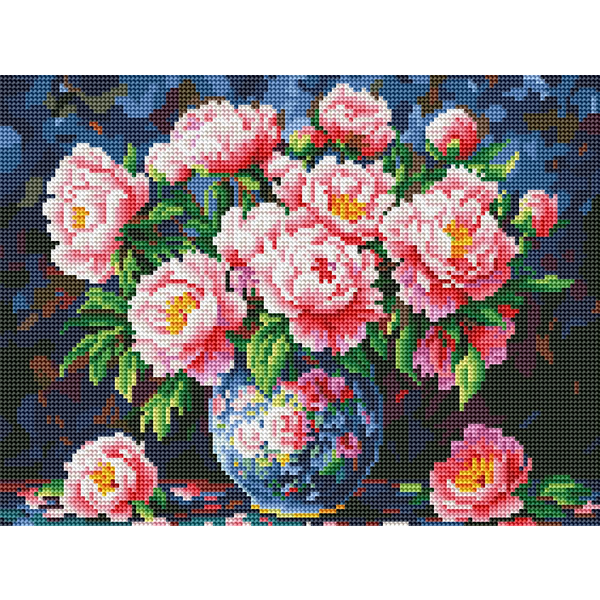Алмазна мозаїка BLACK 30х40 - Букет пионов в вазе