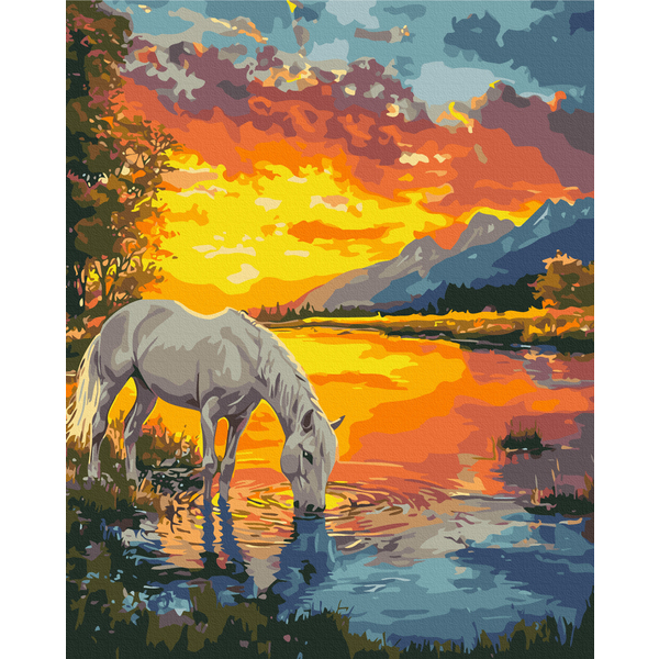 Картина по номерам Тварини, птахи та риби - Кінь на світанку