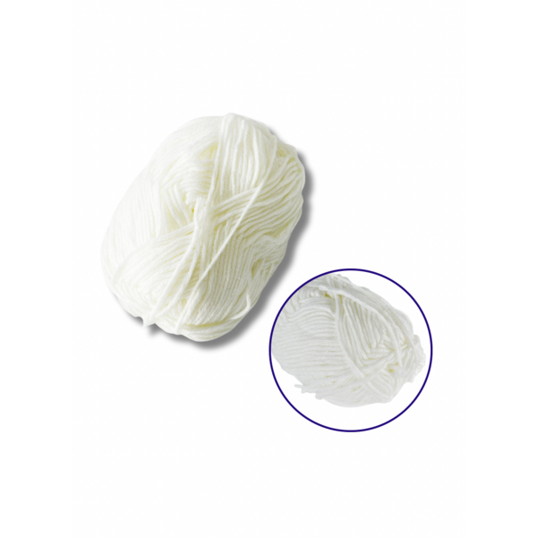 Пряжа, нитки - Пряжа фасованна петляста 50гр. (80% бавовни+ 20% молочна клітковина) молочно-біла