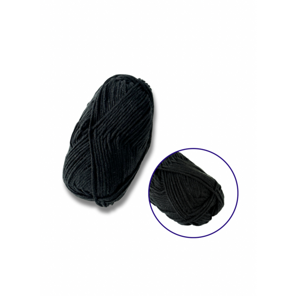 Пряжа, нитки - Packaged looped yarn 50g (80% cotton + 20% milk fiber) black