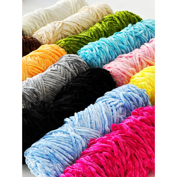 Пряжа, нитки - «Пряжа плюшевая синель 100гр. (100% полиэстер)» светло-серый