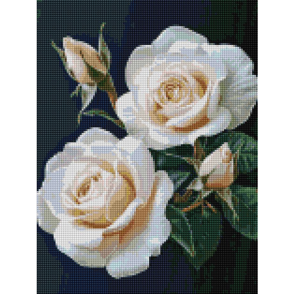 Алмазная мозаика 40x30 Власного виробництва - Троянди на чорному фоні