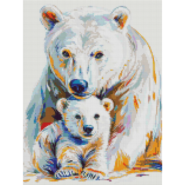 Алмазная мозаика 40x30 Власного виробництва - Білі медведі