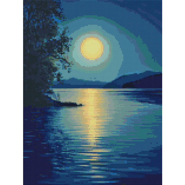 Алмазная мозаика 40x30 Власного виробництва - Місячна блакить