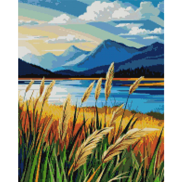 Алмазна мозаїка 40х50 - Гірський пейзаж з водоймою