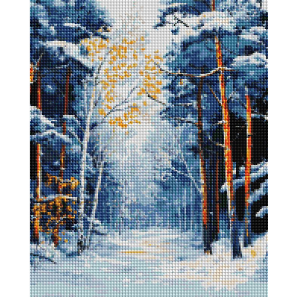 Алмазна мозаїка 40х50 - Зимовий пейзаж в лісі