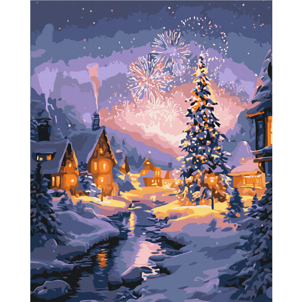 Картина по номерам Затишок, зима, Новий рік, Різдво - Святкова мить