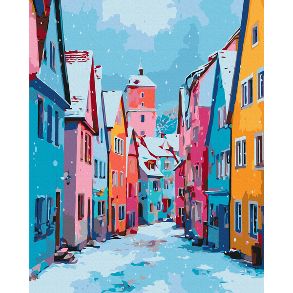 Картина по номерам Затишок, зима, Новий рік, Різдво - Кольорова зима