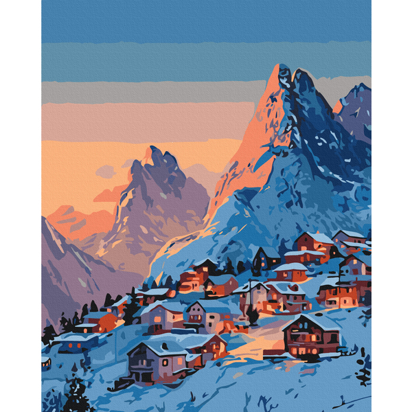 Картина по номерам Затишок, зима, Новий рік, Різдво - Морозний ранок