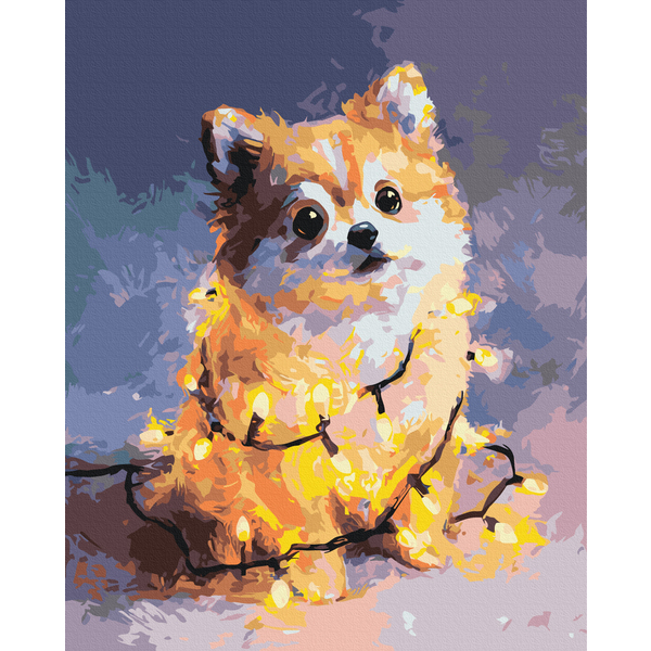 Картина по номерам Затишок, зима, Новий рік, Різдво - Новорічне гав-гав