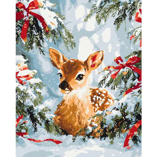 Картина по номерам Затишок, зима, Новий рік, Різдво - Казка серед ялин