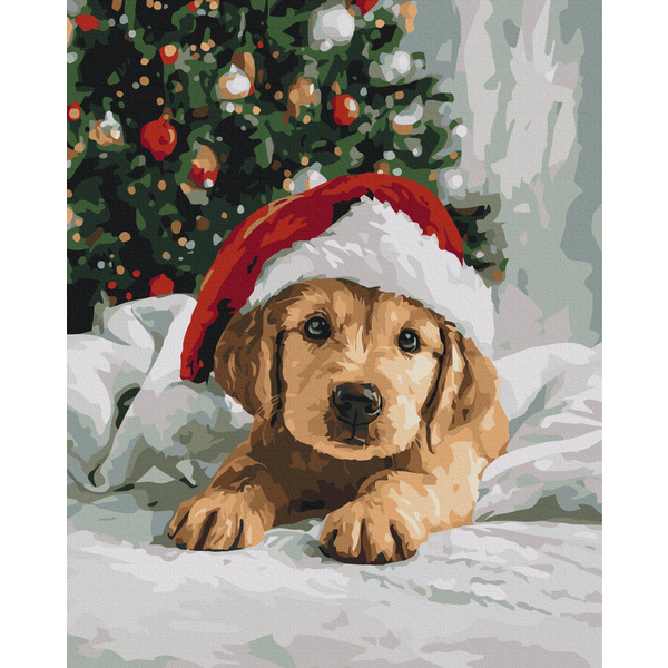 Картина по номерам Затишок, зима, Новий рік, Різдво - Fluffy New Year's friend