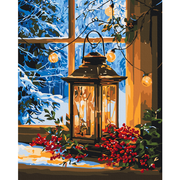 Картина по номерам Затишок, зима, Новий рік, Різдво - Light in the window