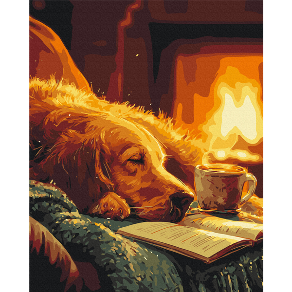 Картина по номерам Затишок, зима, Новий рік, Різдво - Тепло вечора