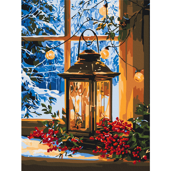 Картина по номерам Затишок, зима, Новий рік, Різдво - Світло у вікні