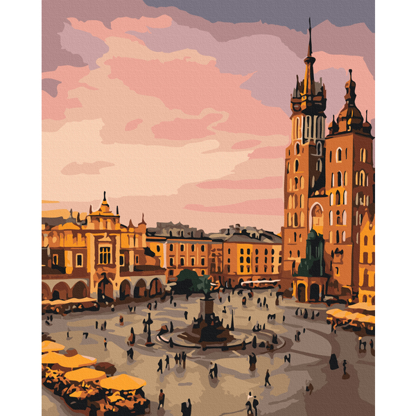 Картина по номерам Города - Серце Кракова при заході сонця