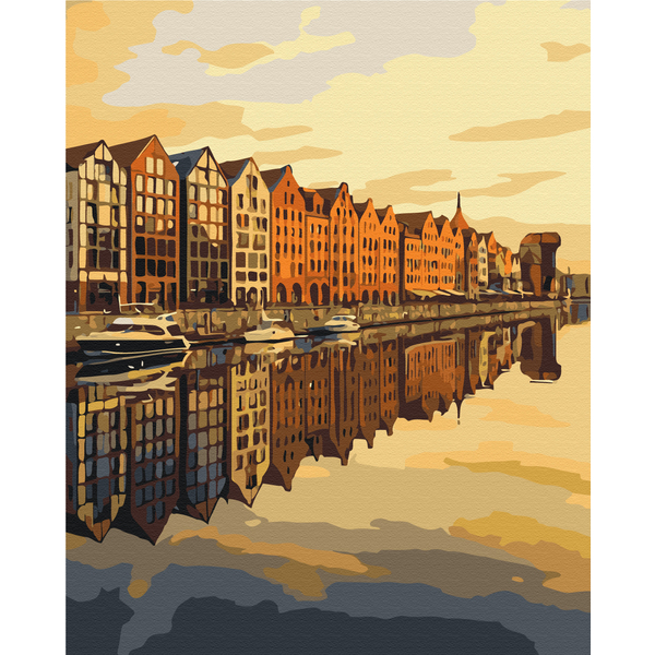 Картина по номерам Города - Мотлава у віддзеркаленні