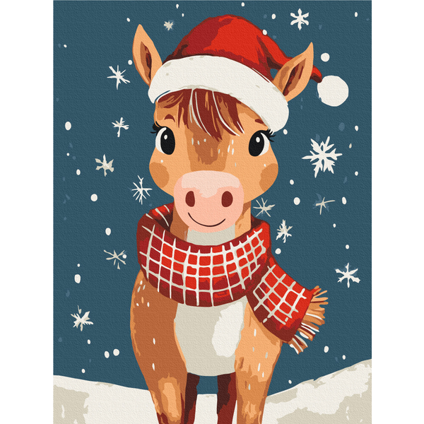 Картина по номерам Затишок, зима, Новий рік, Різдво - Праздничный жеребенок